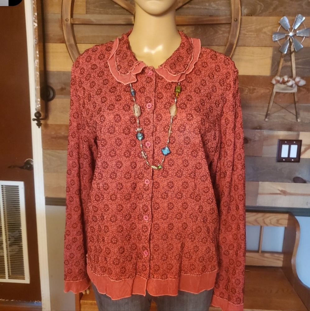 J Jill Pink Floral Button Down Blouse - Picture 10 of 10